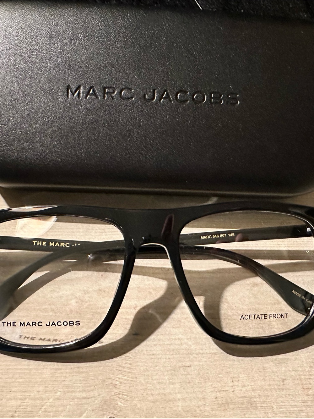 Marc Jacobs Black and Gold Temple Eyeglass Frames